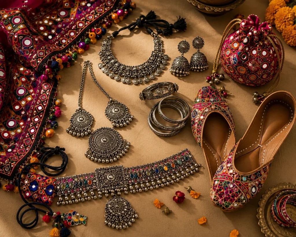 Essential accessories to complete Garba Outfit Ideas.