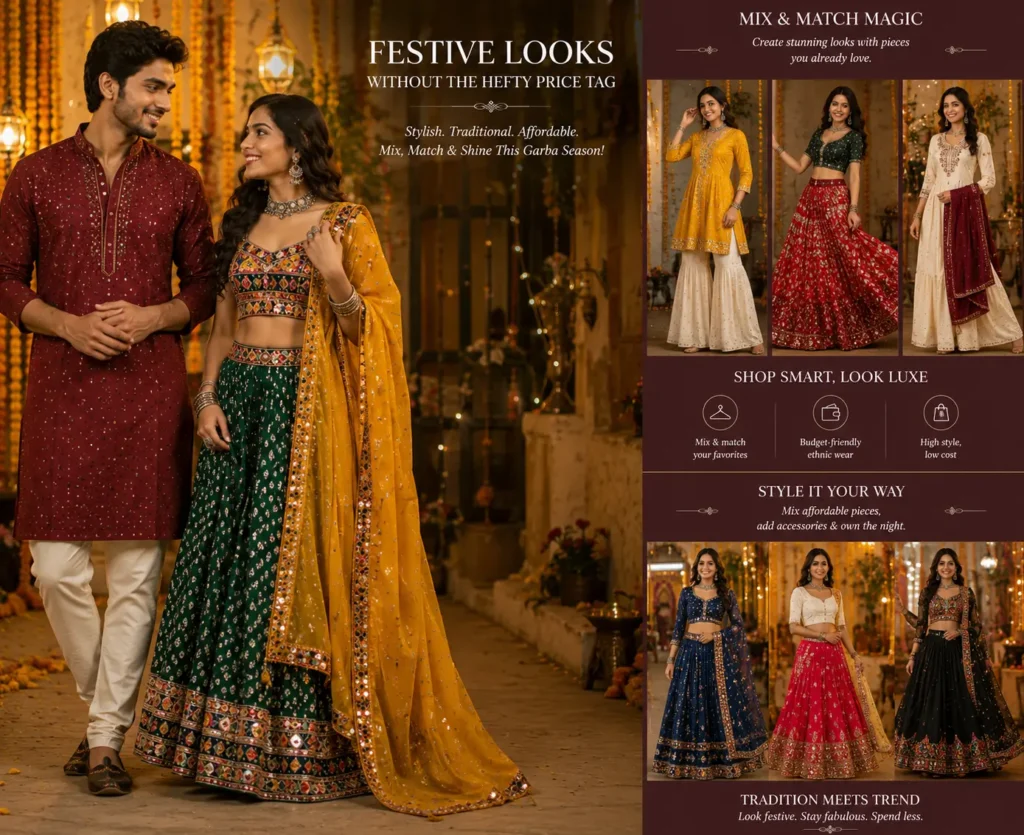 Affordable Garba Outfit Ideas with stylish mix-and-match fashion.